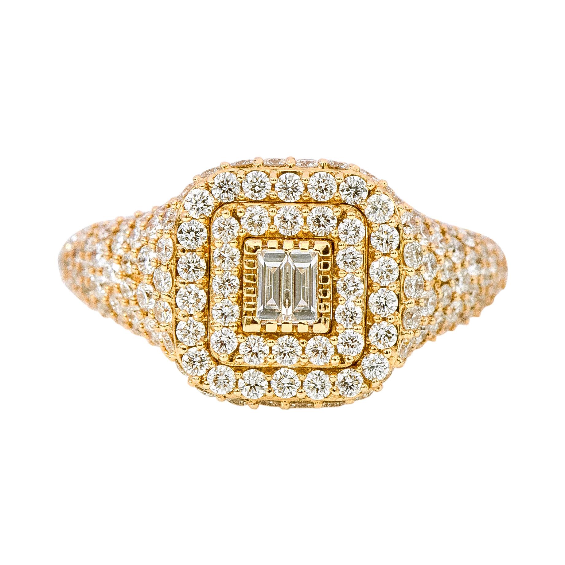 Bague de fiançailles en or rose 18 carats avec grappe de diamants de 1,21 carat en vente