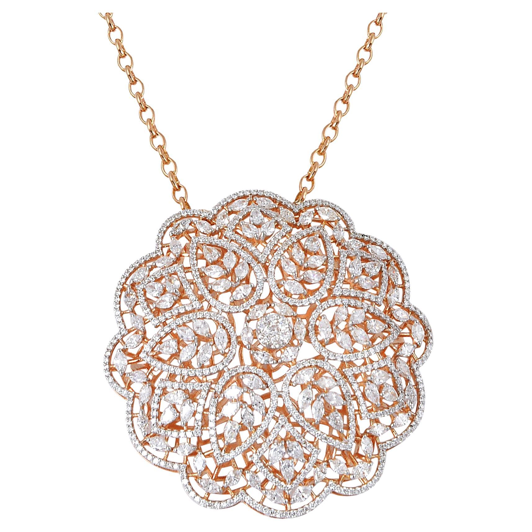 This necklace is designed to be worn with grace and elegance, adding a touch of glamour to any outfit. The pendant hangs delicately from a rose gold chain, creating a harmonious and eye-catching ensemble. Whether worn for a special occasion, a