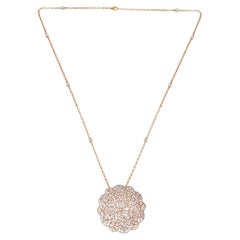 18 Karat Rose Gold 12.25 Carat SI/HI Diamond Flower Pendant Necklace Jewelry