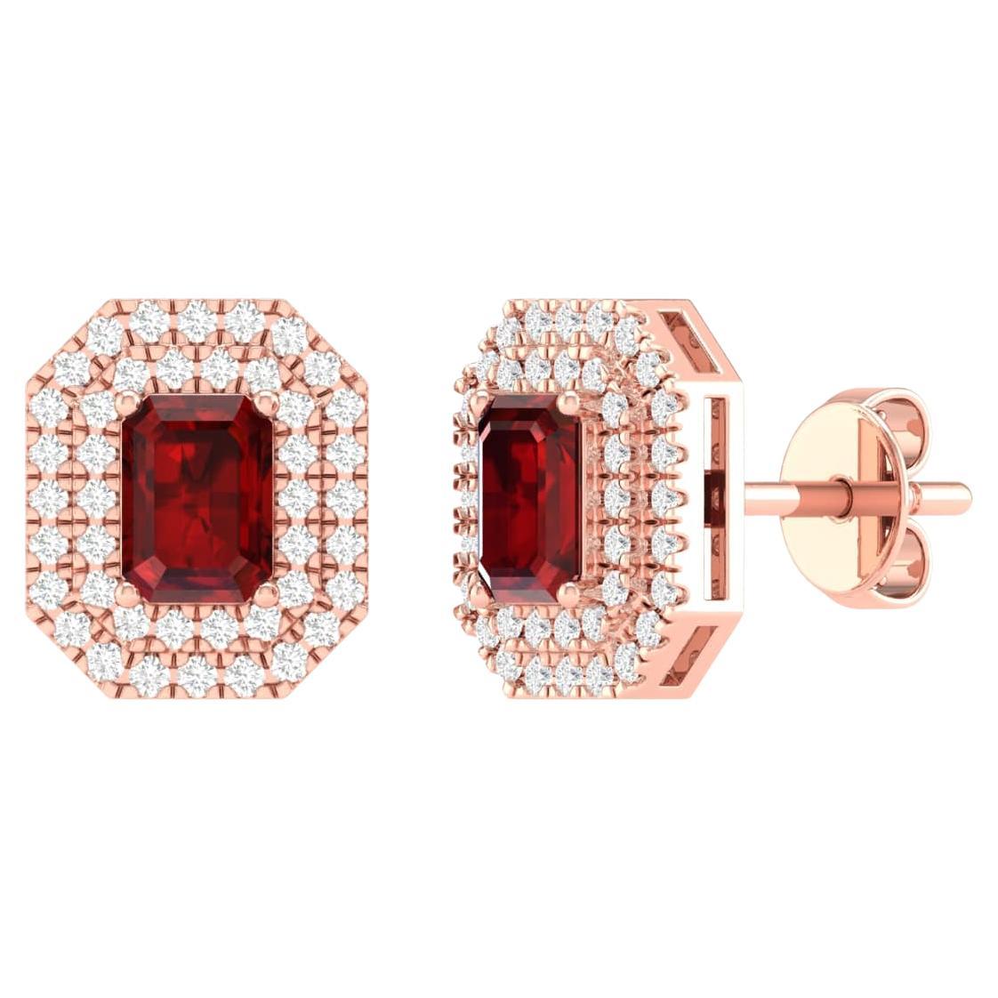 18 Karat Rose Gold 1.26 Carat Ruby Solitaire Stud Earrings