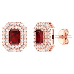 18 Karat Rose Gold 1.26 Carat Ruby Solitaire Stud Earrings