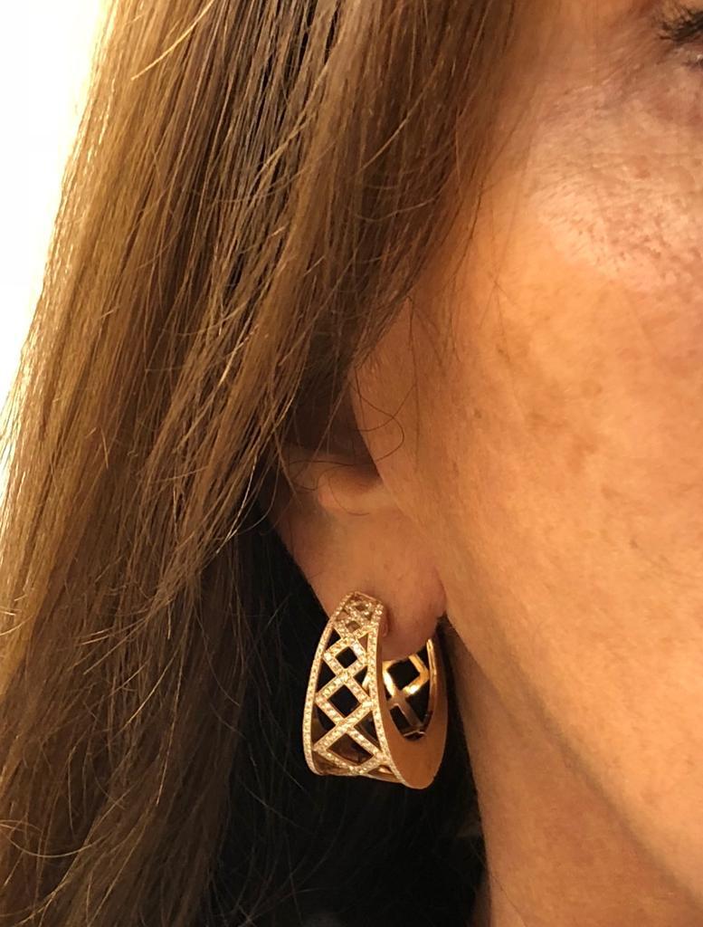 18K Rose Gold  Diamond Hoop Earrings