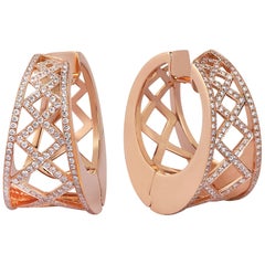 18 Karat Rose Gold 1.27 Carat Diamond Hoop Earrings