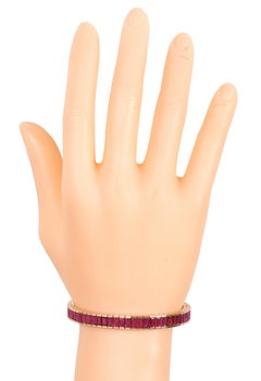 18 Karat Roségold 13,82 Karat natürlicher Rubin-Tennisarmband