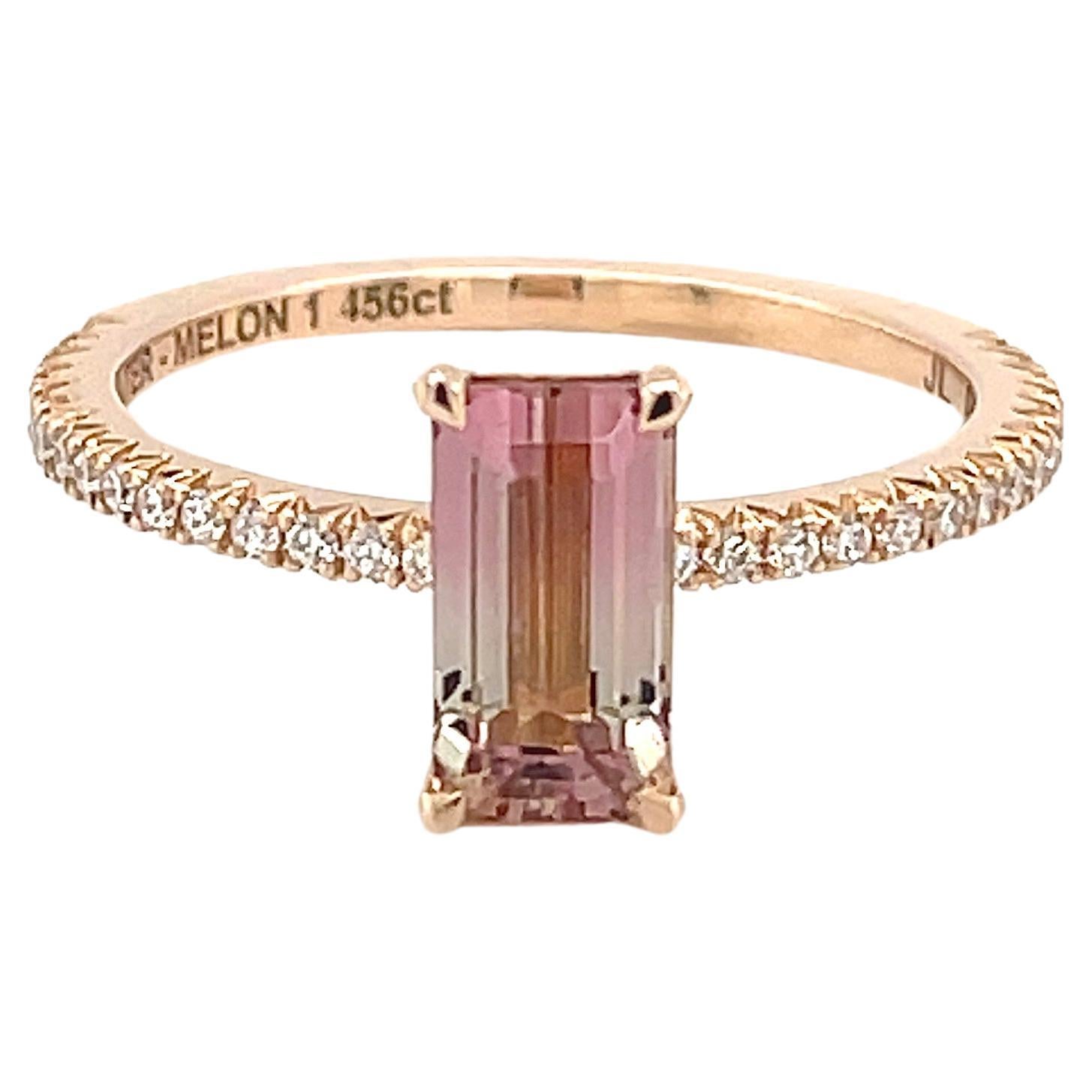 18 Karat Rose Gold 1.46 Ct Watermelon Tourmaline Solitaire Ring by Jochen Leën For Sale