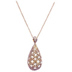 18 Karat Rose Gold 1.48 Carat White Diamonds 2.50 Carat Fancy Diamonds Necklace