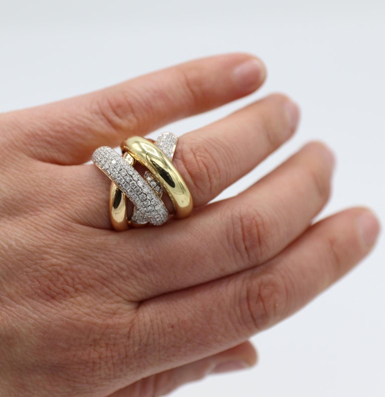 18 Karat Rose Gold 1.50 Carat Pave Diamond Crossover Wide Statement