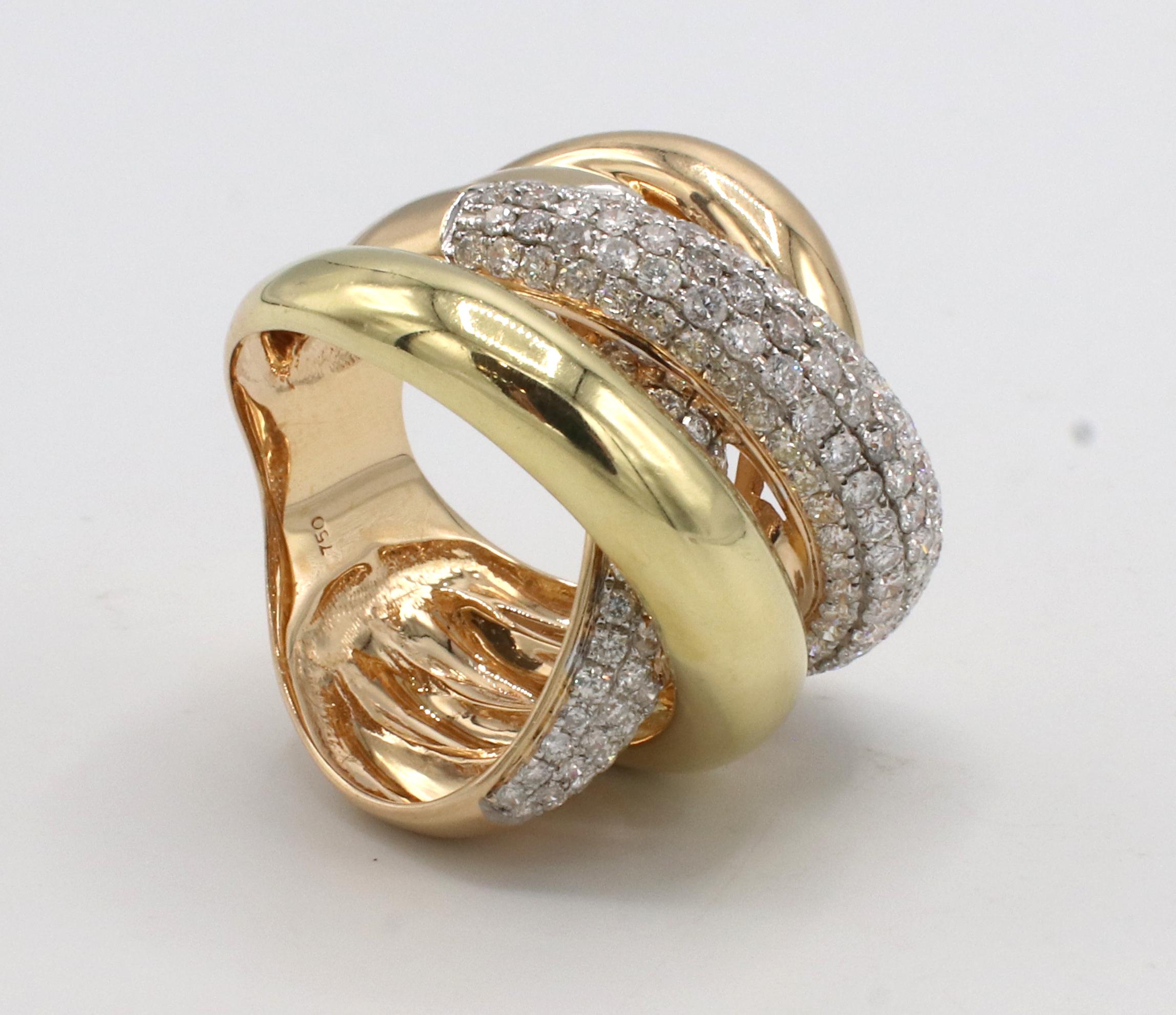 Breiter Statement-Ring aus 18 Karat Roségold mit 1,50 Karat Pavé-Diamant im Zustand „Hervorragend“ in  Baltimore, MD