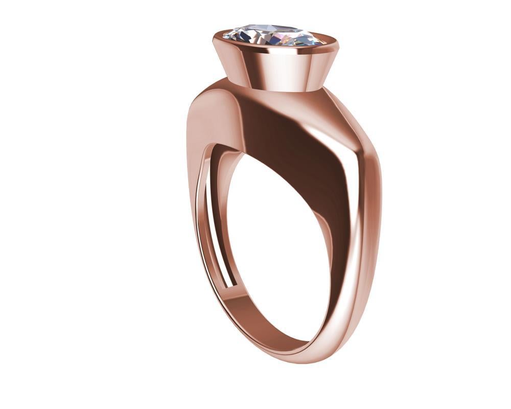 Im Angebot: 18 Karat Roségold 1,6 Karat GIA Diamant-Skulptur Ring () 4
