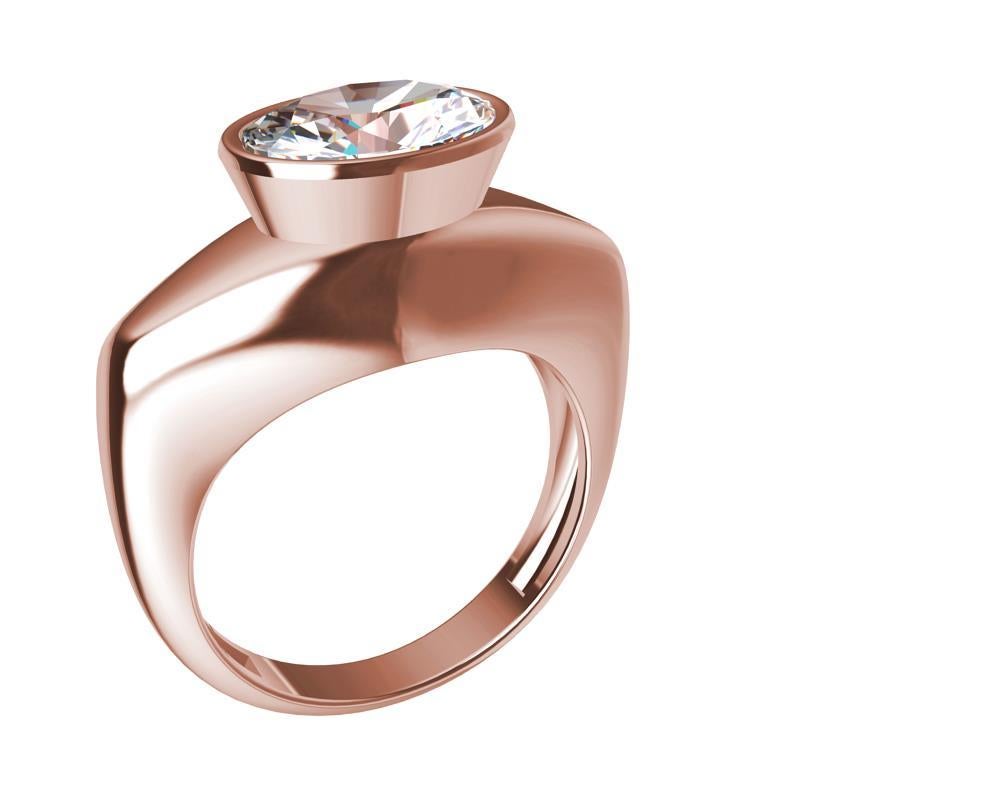 Im Angebot: 18 Karat Roségold 1,6 Karat GIA Diamant-Skulptur Ring () 5