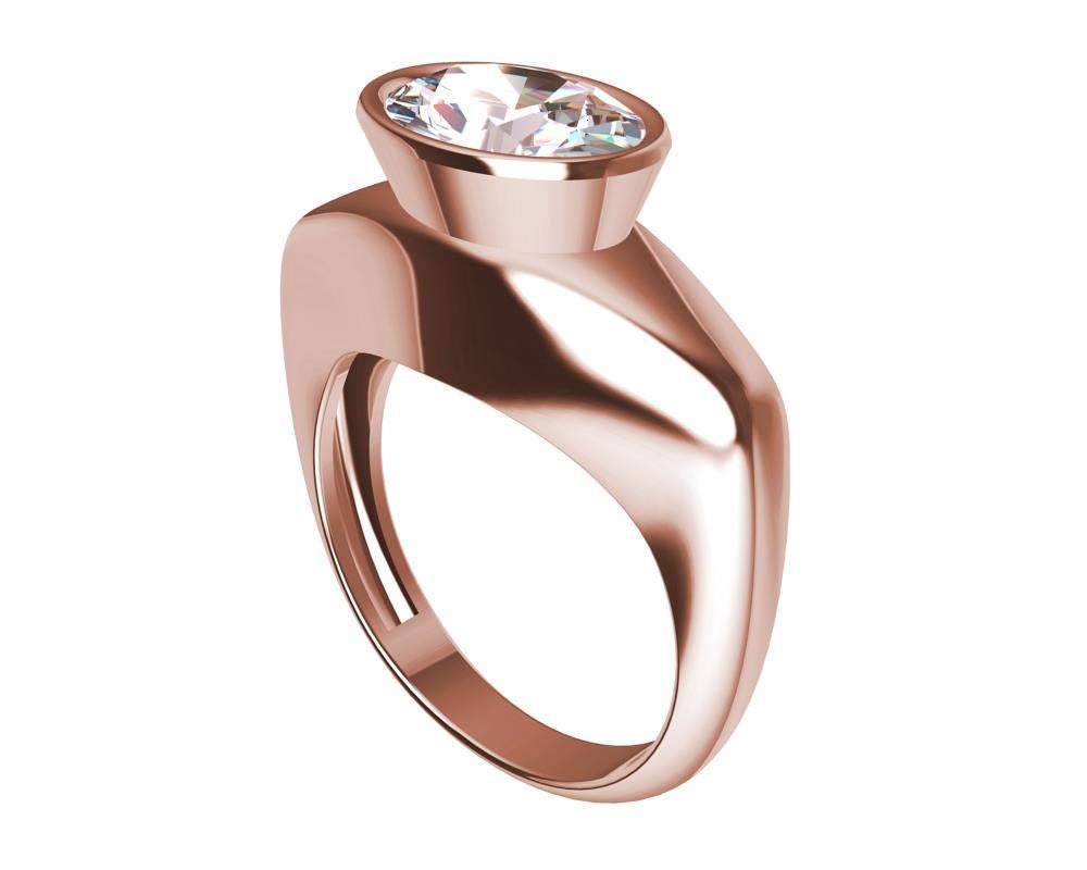 For Sale:  18 Karat Rose Gold 1.6 Carat GIA Diamond Sculpture Ring 6