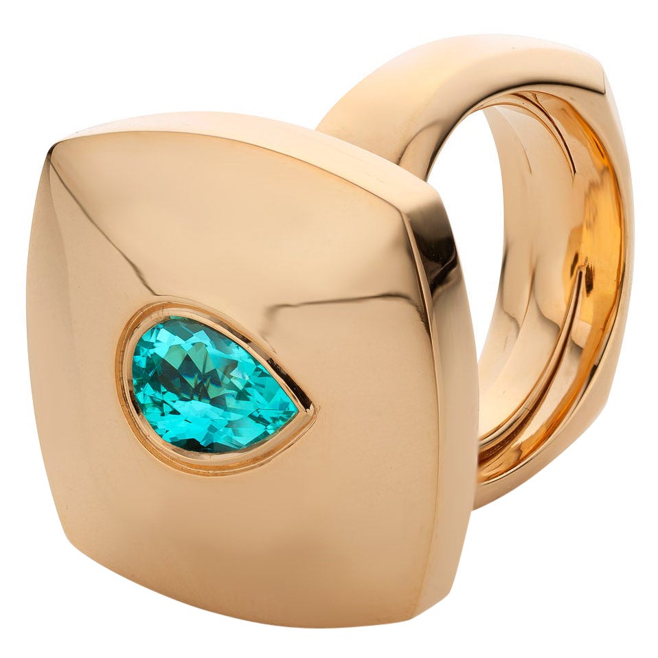 18 Karat Roségold 1,69 Karat Paraíba-Turmalin Cocktail-Ring von Jochen Leën im Angebot