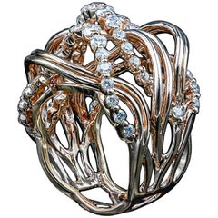 18 Karat Rose Gold 1.73 Carat Diamond Cocktail Ring