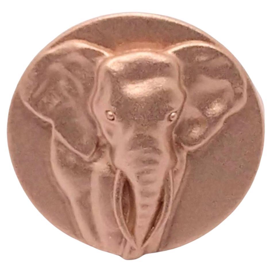 For Sale:  18 Karat Rose Gold 2 Tusks Elephant Signet Ring