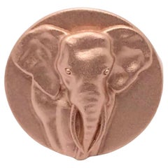 18 Karat Rose Gold 2 Tusks Elephant Signet Ring