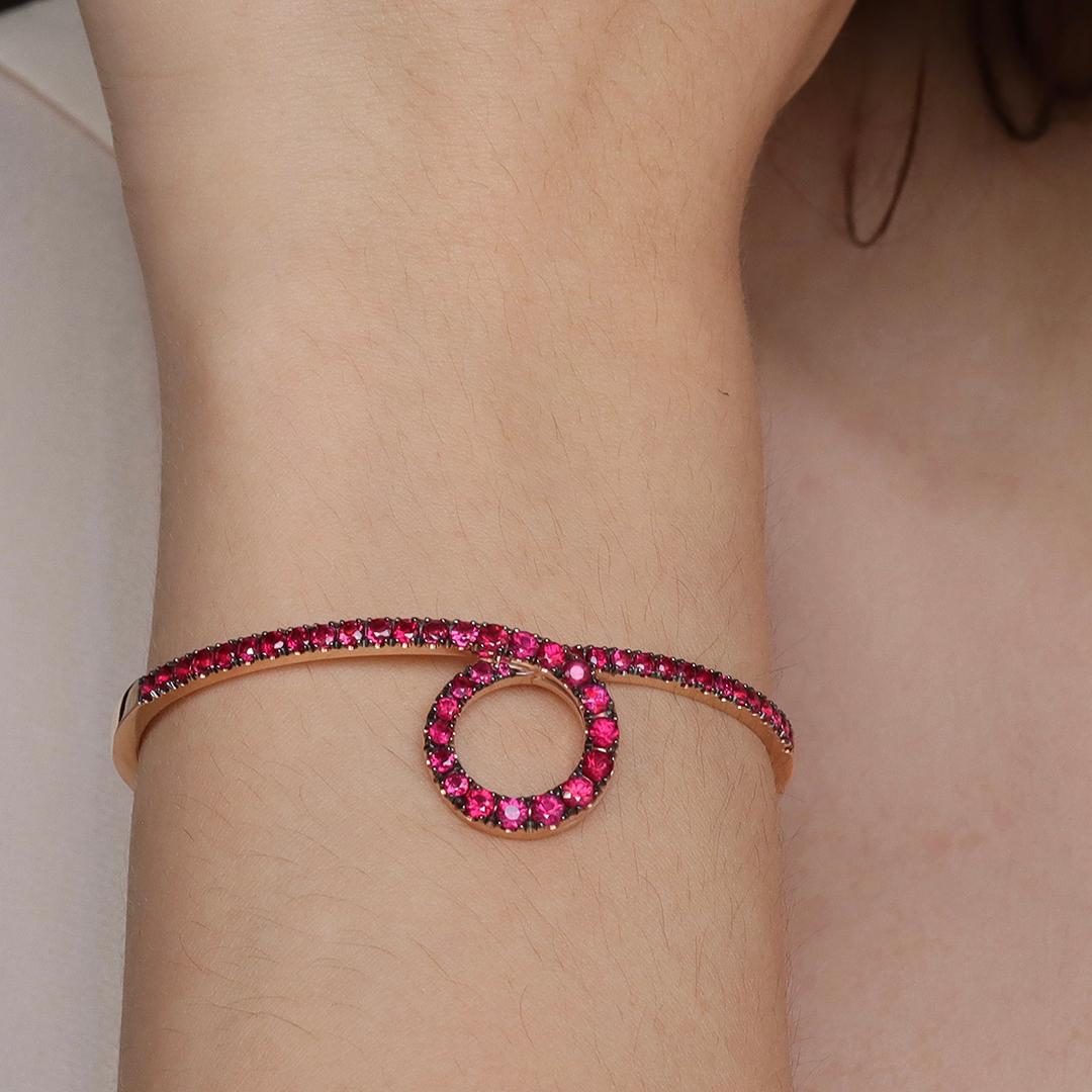 Bracciale in oro rosa 18 carati con rubino rosso sangue di piccione da 2,14 carati in vendita 14