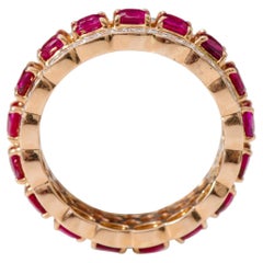 18 Karat Rose Gold 2.23 Carat Cushion-Cut Ruby and Diamond Eternity Band Ring