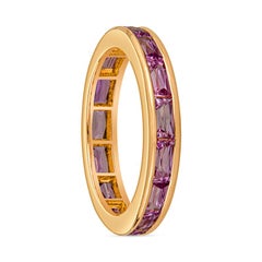 18 Karat Rose Gold 2.37ctw Channel Set Baguette Pink Sapphire Eternity Band