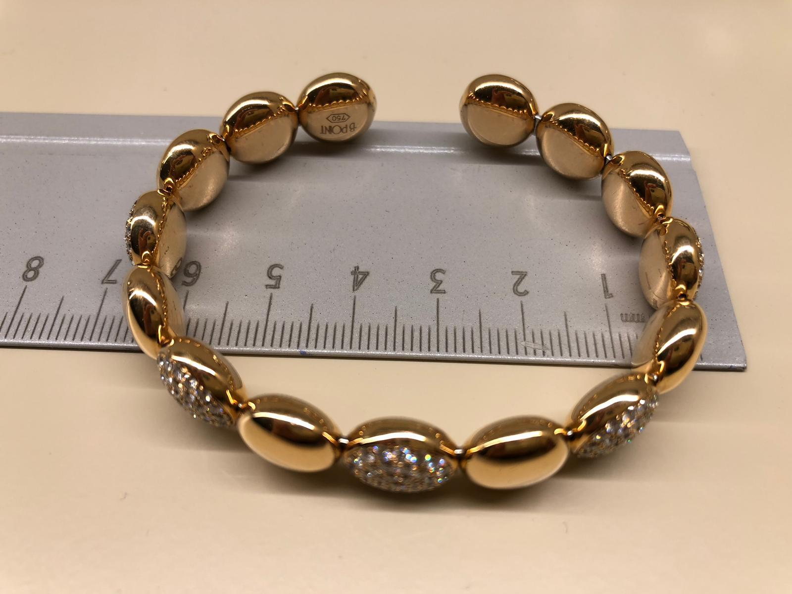Women's 18 Karat Rose Gold 2.50 Carat Diamond Cuff Bracelet For Sale
