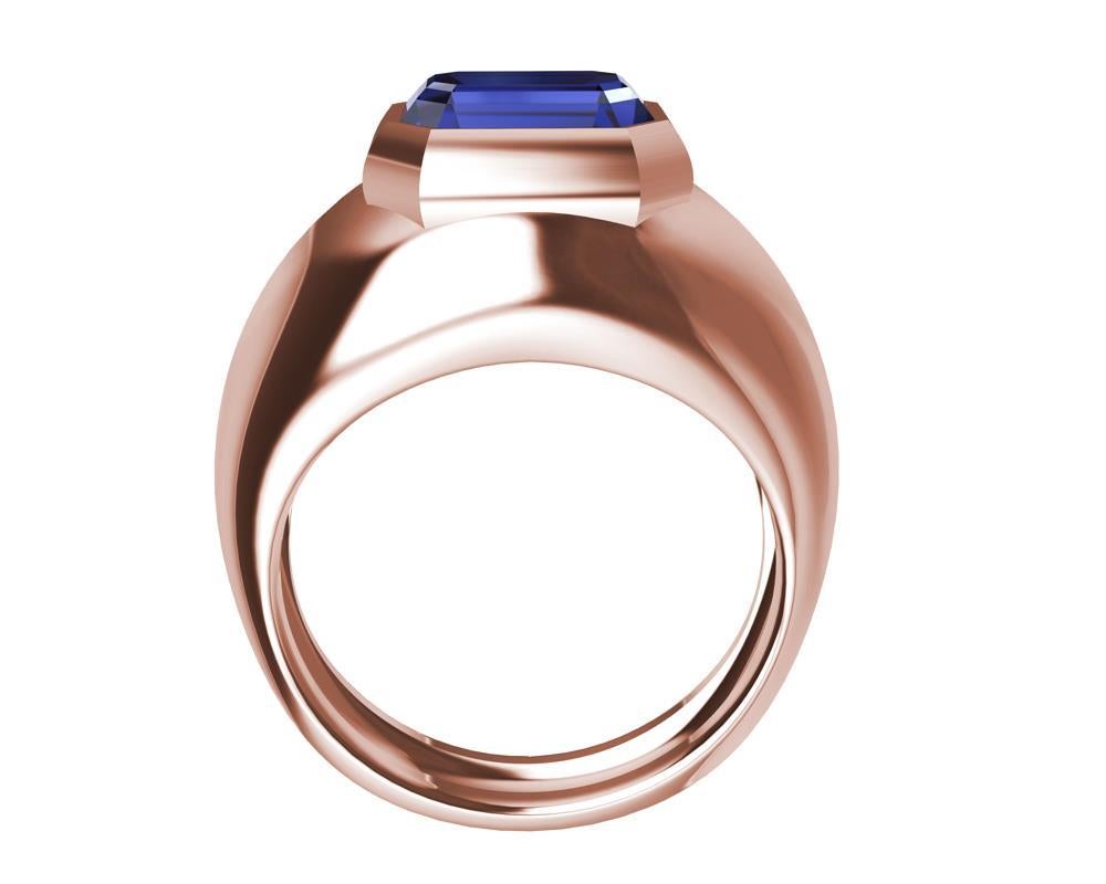 For Sale:  18 Karat Rose Gold 2.54 Carat Blue Sapphire Sculpture Ring 2