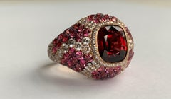 18 Karat Rose Gold 2.6 Carat Red Spinel Cocktail Ring with Sapphire and Diamond