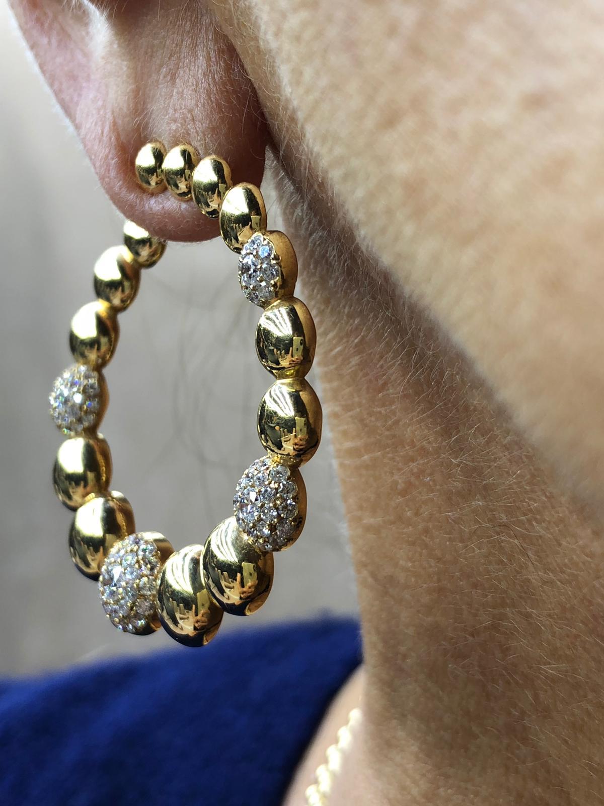 18k Rose Gold Diamond  Hoop Earring