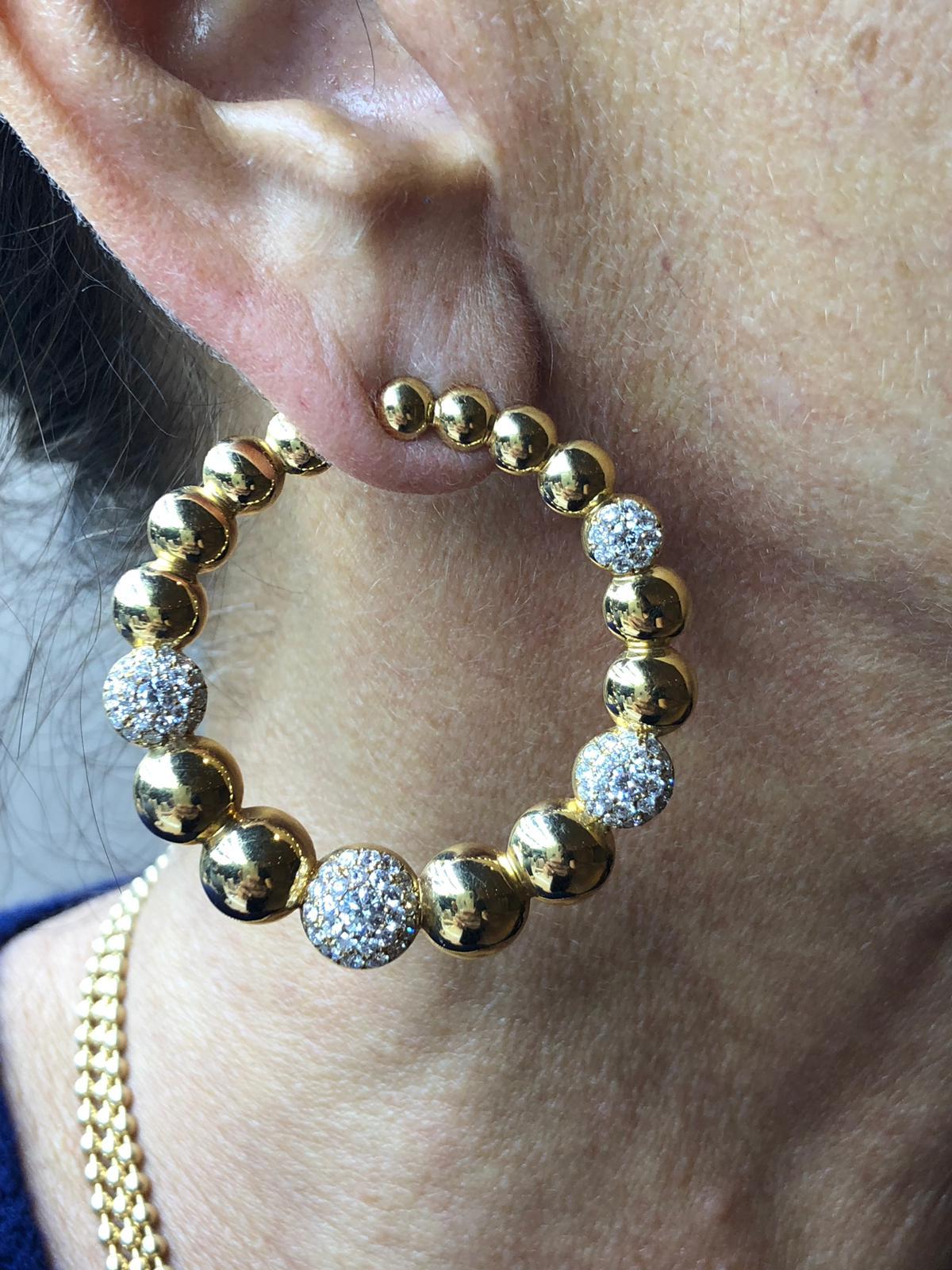 18 Karat Rose Gold 2.86 Carat Diamond Hoop Earrings In New Condition For Sale In Findikli, Beyoglu