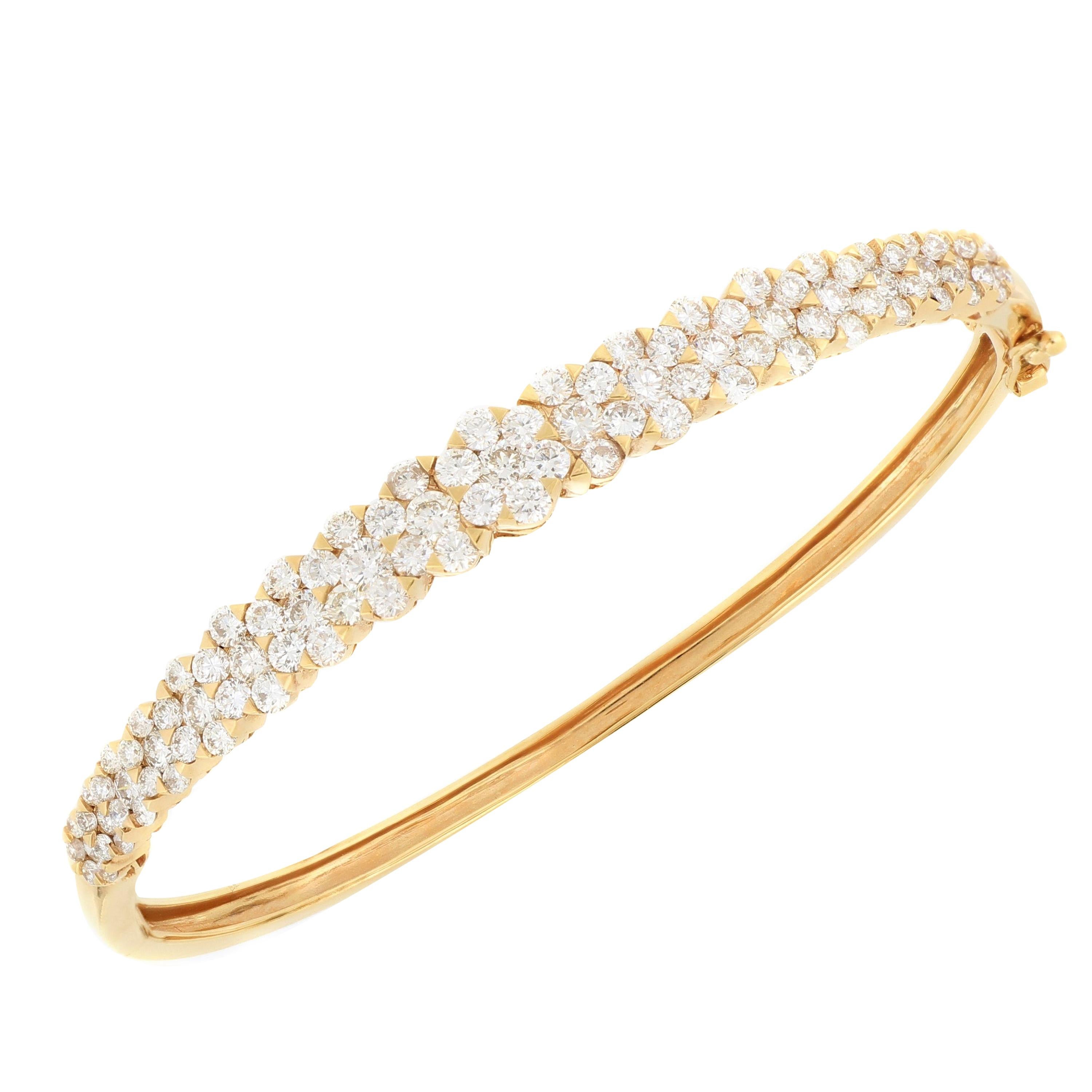 Bracelet jonc en or rose 18 carats avec diamants de 3,28 carats