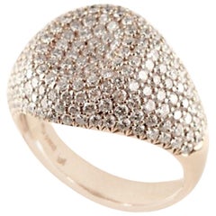 18 Karat Rose Gold 3.55 Carat White Diamonds Pinky Ring