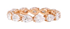 18 Karat Rose Gold 3.63 Carat Solitaire Pear-Shape Diamond Eternity Band Ring