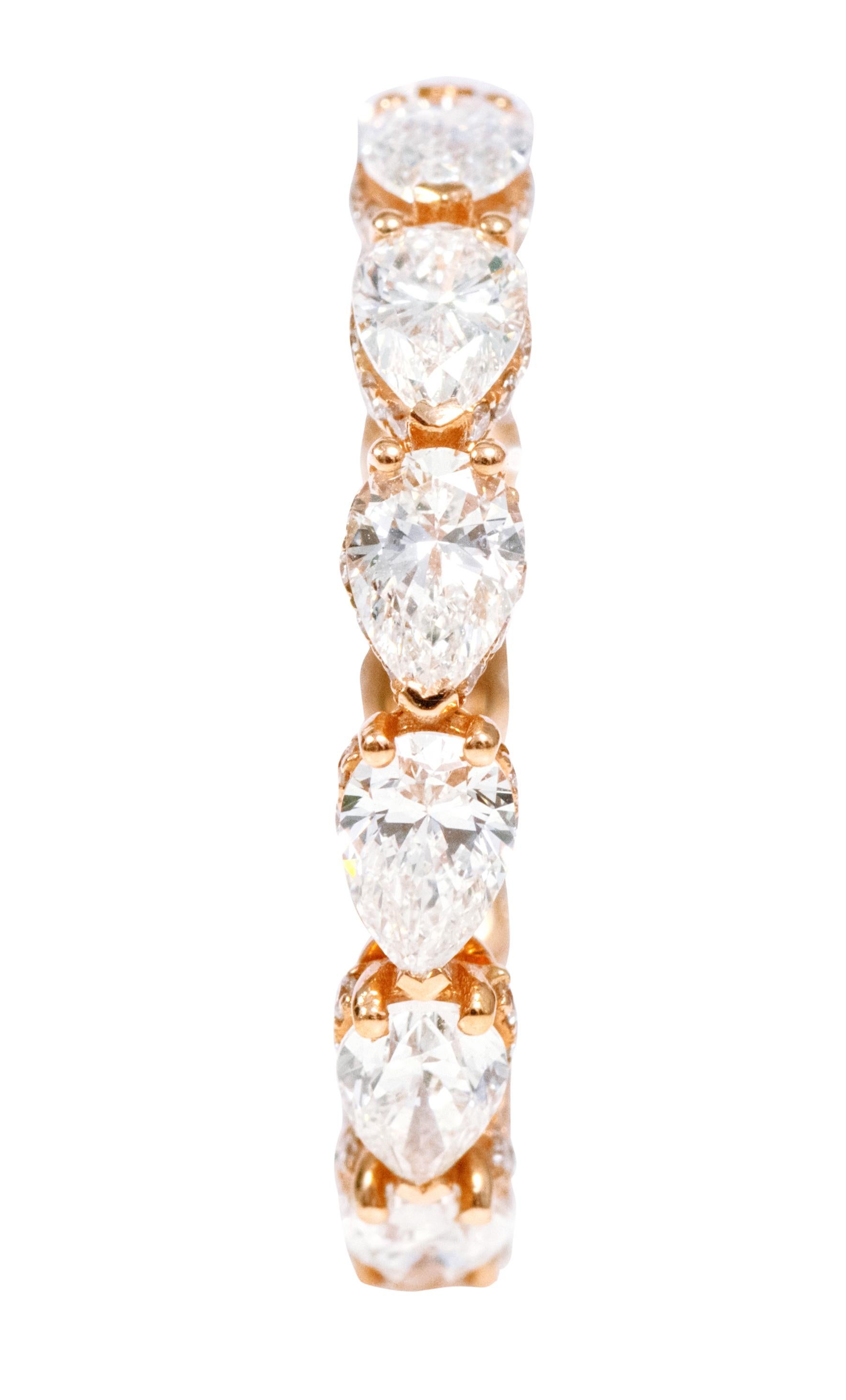 18 Karat Roségold 3,63 Karat Solitär Birnenförmiger Diamant Ewigkeitsring (Zeitgenössisch) im Angebot