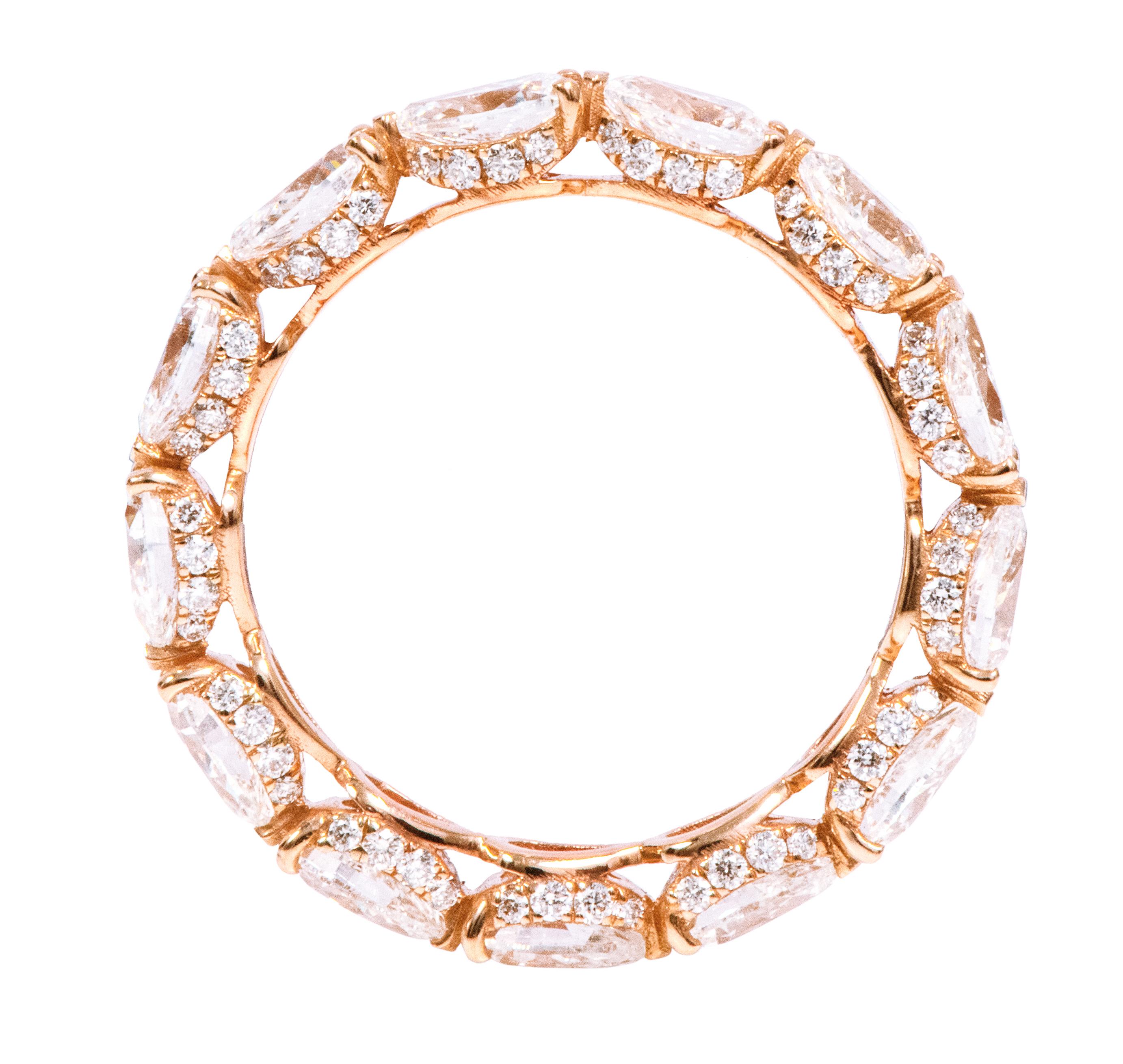 18 Karat Roségold 3,63 Karat Solitär Birnenförmiger Diamant Ewigkeitsring im Zustand „Neu“ im Angebot in Jaipur, IN