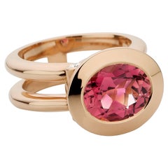 18 Karat Rose Gold 3.8 Carat Rubellite Cocktail Ring by Jochen Leën
