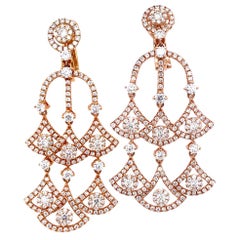 18 Karat Rose Gold 3.87 Carat Diamond Earrings