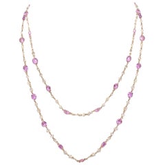 18 Karat Rose Gold 4.61 Carat White Diamonds 12.13 Carat Pink Sapphires Nacklace