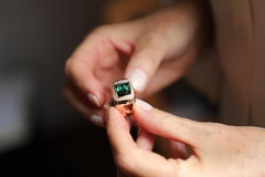 18 Karat Rose Gold 5 Karat Tourmaline 0.28 Karat White Diamond Design Ring