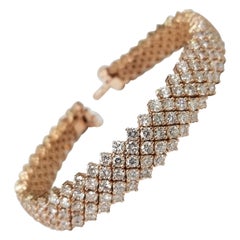 18 Karat Rose Gold 5 Row Flexible Diamond Bracelet