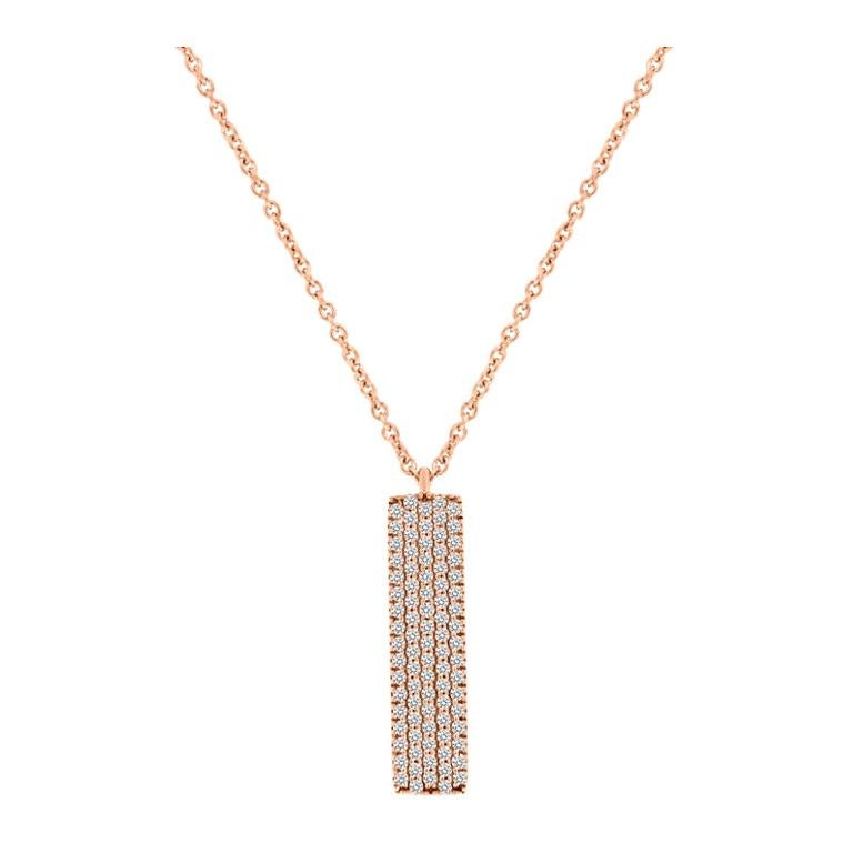 18 Karat Rose Gold 5 Rows Diamond Bar Necklace '1/3 Carat' For Sale