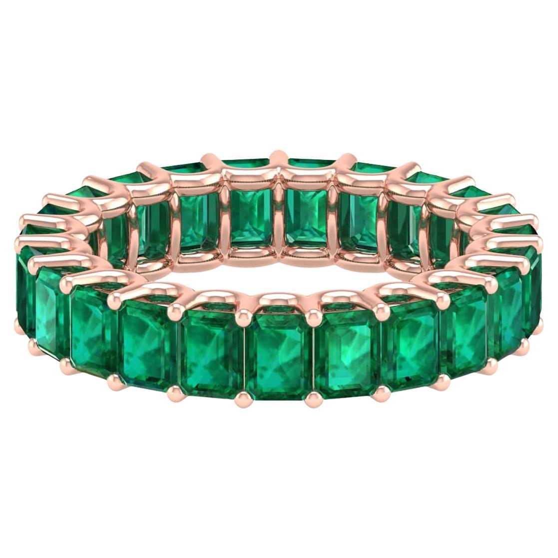 18 Karat Rose Gold 5.39 Carat Emerald Solitaire Ring For Sale
