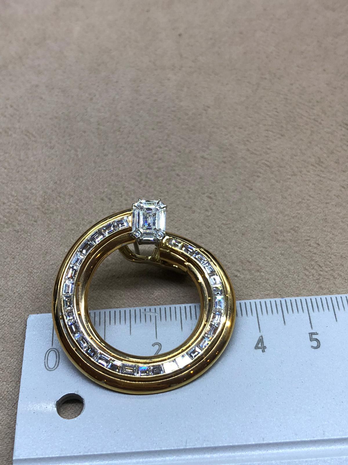18 Karat Rose Gold 5.92 Pie Cut Diamond 1.37 Carat Emerald Cut Diamond Earrings For Sale 1