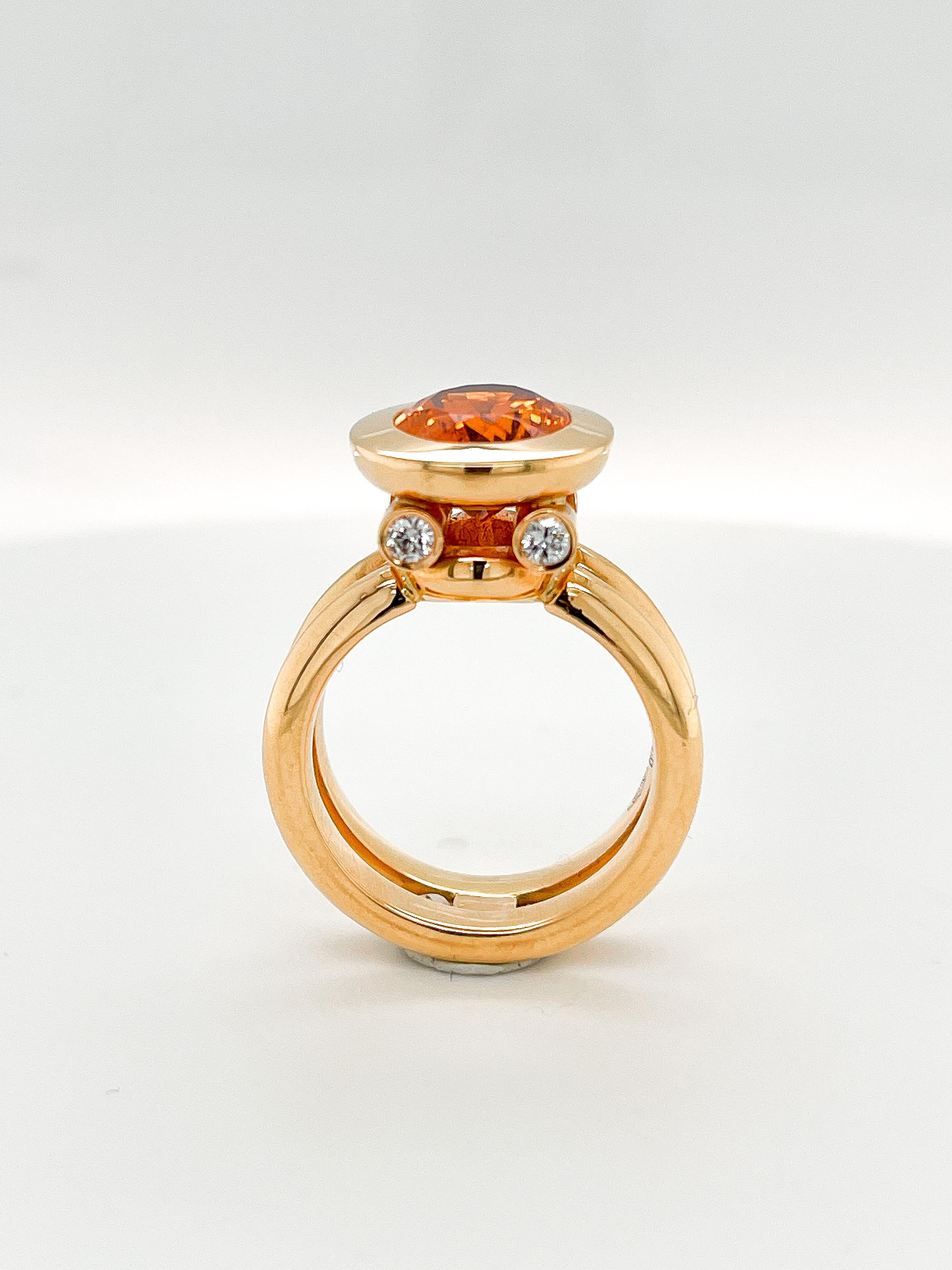 18 Karat Roségold 5,96 Karat Manderin Granat Cocktail-Ring von Jochen Leën (Zeitgenössisch)