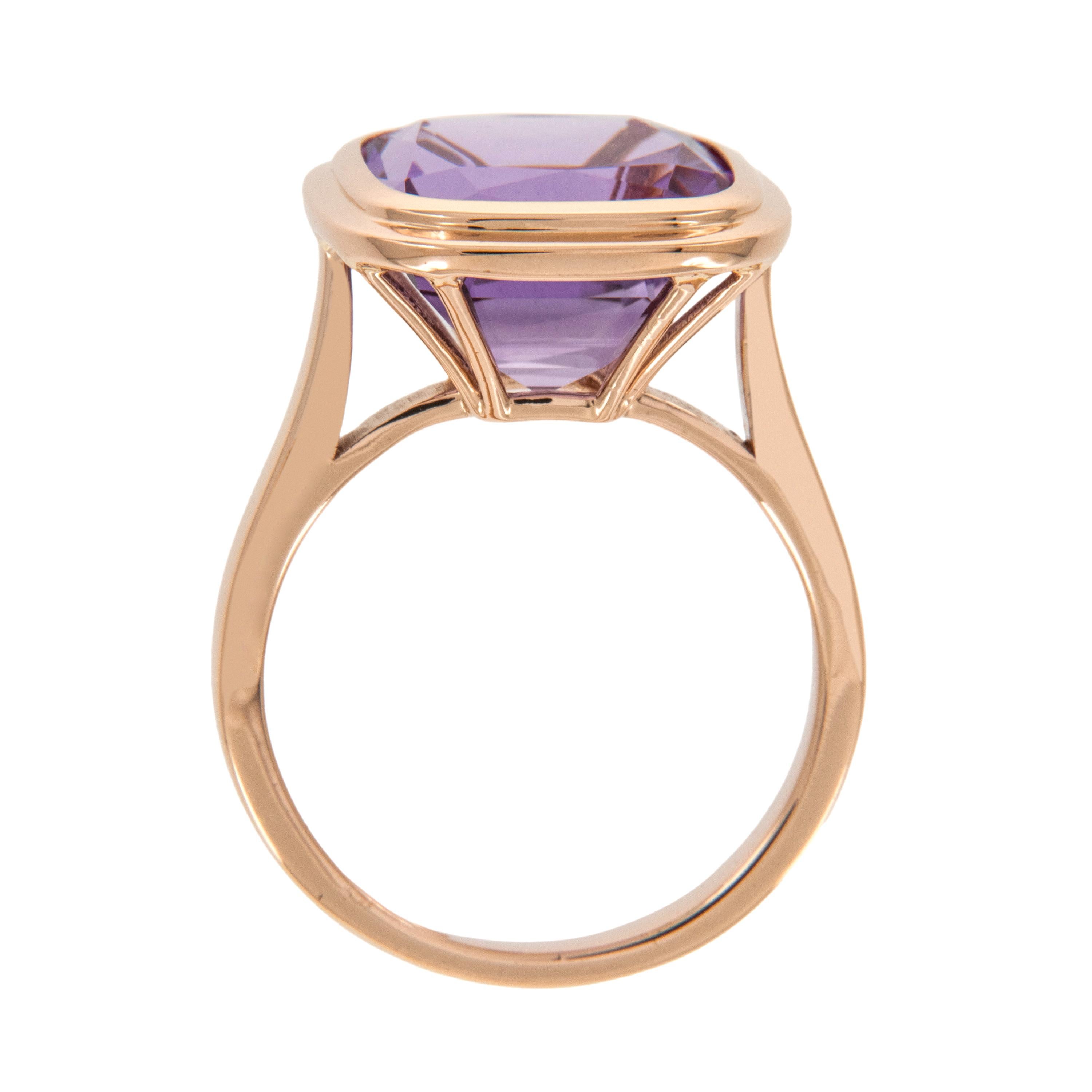 Contemporary 18 Karat Rose Gold 6.95 Carat Lavender Amethyst Manhattan Ring by Goshwara For Sale