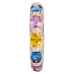 18 Karat Rose Gold 7.61 Carat Multi-Sapphire and Diamond Eternity Band Ring
