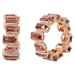 18 Karat Rose Gold 7.79 Carat Tourmaline and Diamond Eternity Band Ring