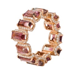 18 Karat Roségold 7,79 Karat Turmalin und Diamant Ewigkeitsring