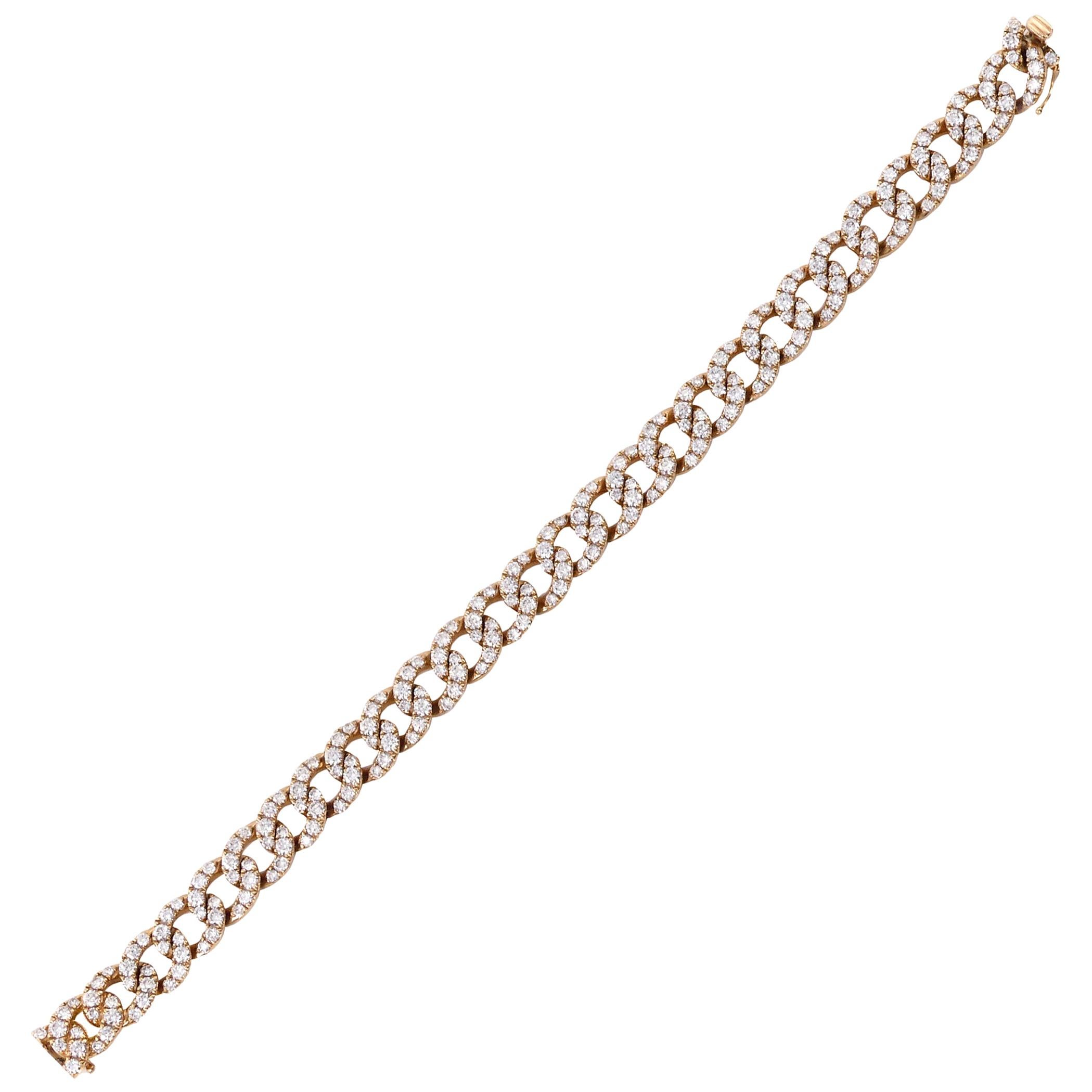 18 Karat Rose Gold 8.15 Carat Fancy Diamonds 7.87 Carat White Diamond Bracelet For Sale