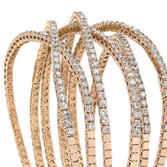 Brazalete flexible de oro rosa de 18 quilates, diamante de 8,72 quilates