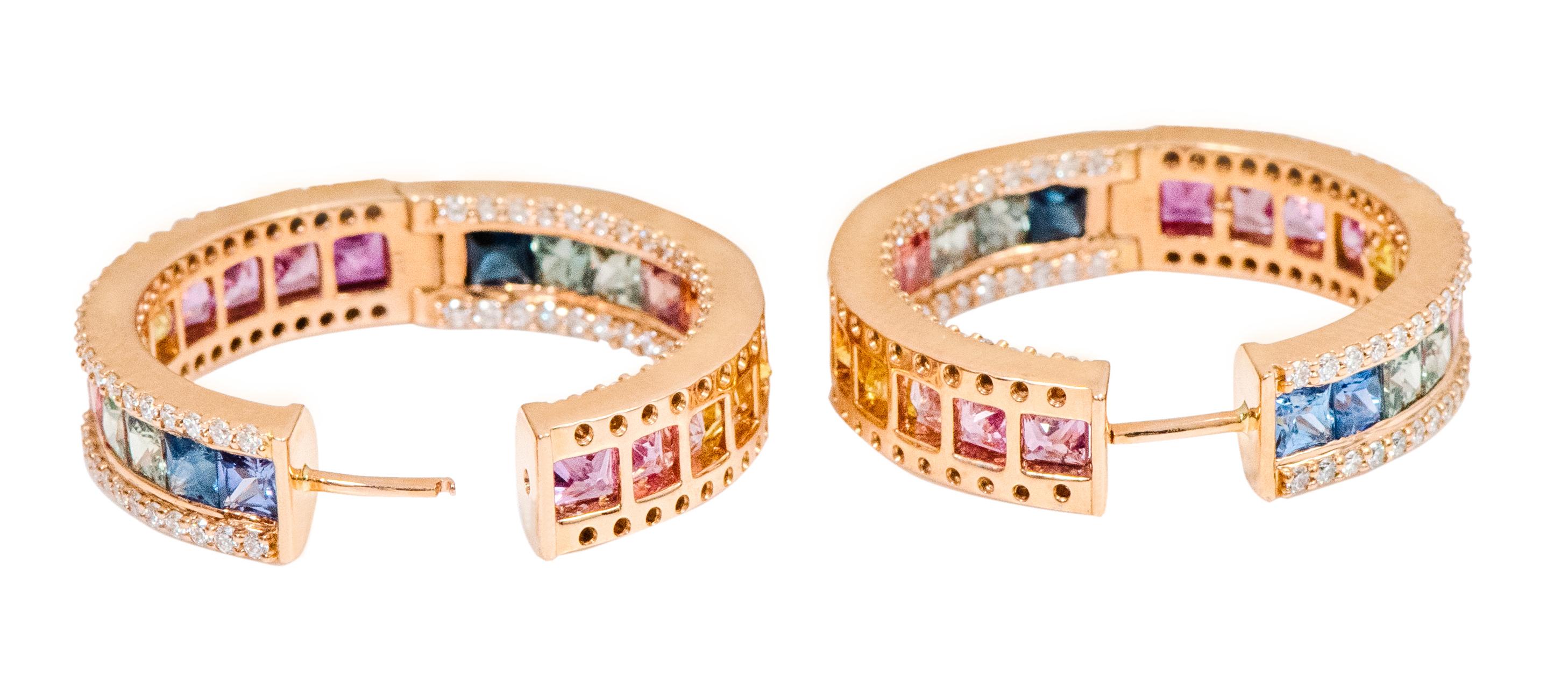 sapphire hoop earrings gold