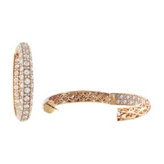 18 Karat Rose Gold 9.96 Carat Total Diamond Set Hoop Earrings