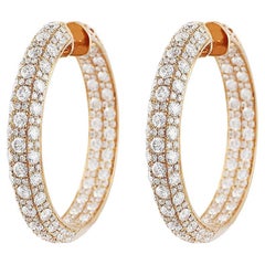 18 Karat Rose Gold 9.96 Carat Total Diamond Set Hoop Earrings